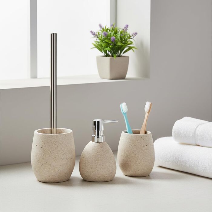 Набір аксесуарів для ванної кімнати бежевого кольору, 3 предмети, сучасний дизайн