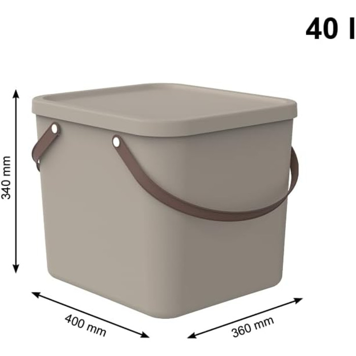 Rotho Albula Storage Box 40l with Lid, Plastic (Recycled PP), Green, 40l (40.0 x 40.0 x 34.0 cm) (Cappuccino)