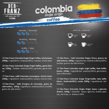 Кава в зернах Der-Franz Columbia Single Origin, Колумбія, 1000 г