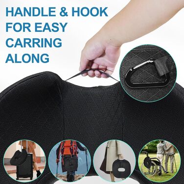 ZHOOGE Orthopedic Donut Seat Cushion for Hemorrhoids & Tailbone Pain - Memory Foam Seat Cushion for Car, Sofa, Office & Wheelchair - Black