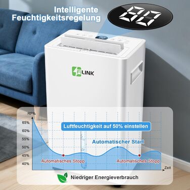 Електричний осушувач повітря 9л/добу, тихий, з дитячим замком, захистом від переливу та авторестартом, для спальні, ванної, підвалу та пральні