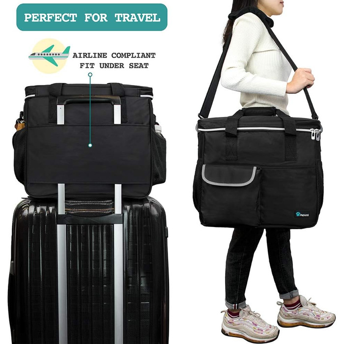 Сумка-органайзер для собак PetAmi: дорожня сумка для корму та аксесуарів, ідеальна для кемпінгу та подорожей (37x20x30 см)