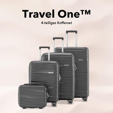 Набір валіз Travel One з жорстким корпусом, 4 предмети, антрацит (32/60/98 л), з кодовим замком та колесами 360°