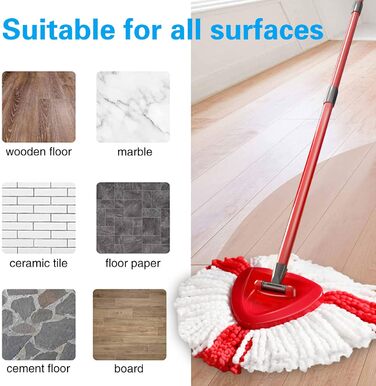 6-Piece Replacement Heads for Queta Spin Mop - Microfiber Mop Refill Head, 360° Spin Mop for Home Cleaning, Effective Cleaning of Heavy Dirt