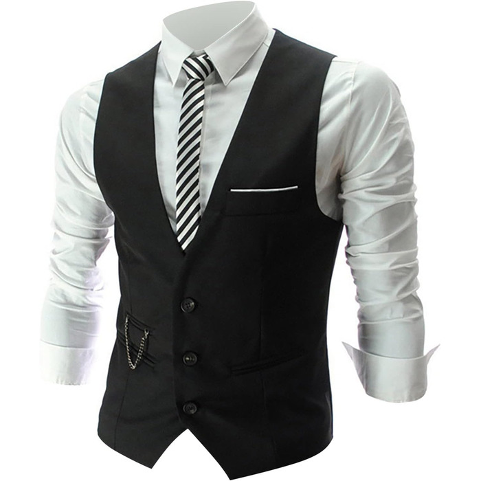 Чоловічий піджак-жилет Business Weste Slim Fit, чорний/сірий, великі розміри, V-подібний виріз, для офісу та роботи