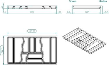 Органайзер для столових приборів ORGA-BOX II для шухляд Nobilia 45 см (до 07/2012) сірий, ширина 805 мм (для корпусу 90 см)