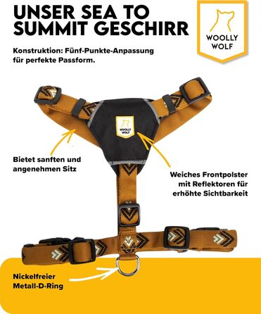 Шлейка для собак Woolly Wolf Sea to Summit S - для маленьких собак, з переробленого поліестеру, регульована, з відбивачами