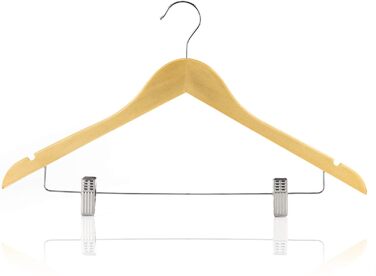 10 дерев'яних вішалок для одягу з кліпсами, натуральні кольори, 45 см - Hangerworld