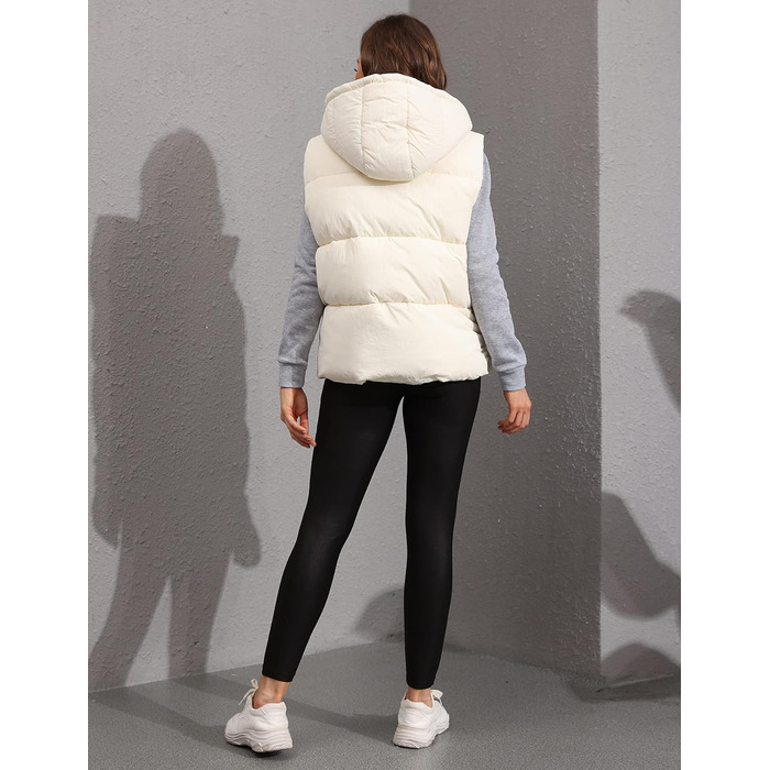 Жіноча безрукавна стьобана жилетка Lentta з капюшоном, тепла зимова жилетка, пухова жилетка, колір бежевий