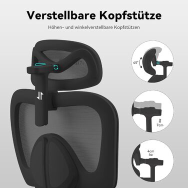 Офісний стіл MUSSO E600SE з ергономічним дизайном, регульована поперекова підтримка, 3D-підлокітники та підголовник, з підніжкою, для жінок, захист спини (чорний)