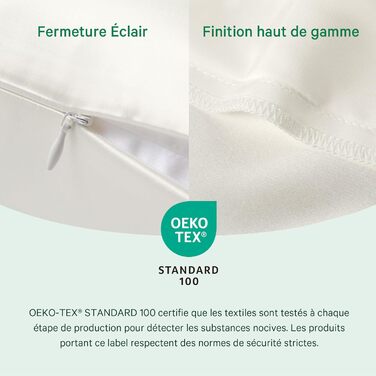 22 Momme Silk Pillowcase for Hair and Skin: 100% Pure Double-Sided Pillowcase with Hidden Zipper - Silk Pillowcase Cover - Mulberry Silk Pillowcase (White, 65 x 65 cm)