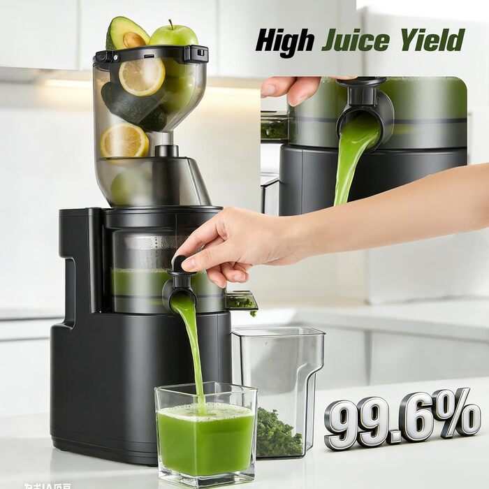 Шнекова соковижималка Entsafter Slow Juicer 400W для цілих овочів та фруктів, чаша 1.8л, холодний віджим, BPA-free