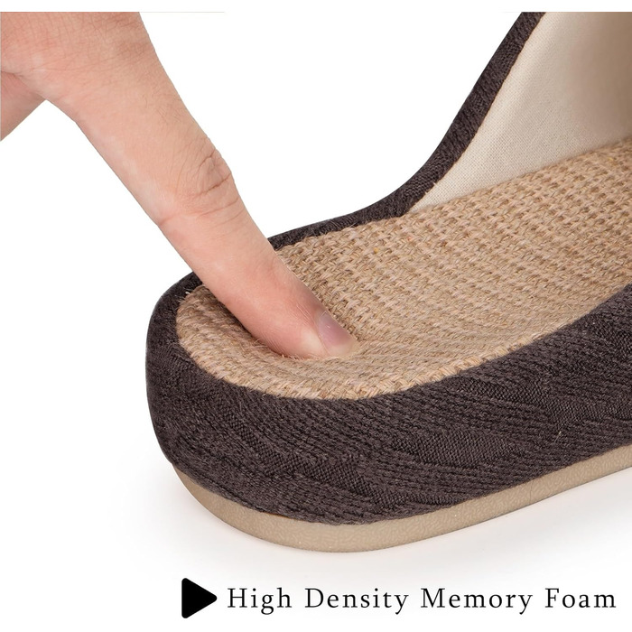 Тапочки жіночі Eagsouni з льону, комфортні, з піною пам'яті, антиковзкі, для дому, теплі, колір коричневий (39/40 EU)