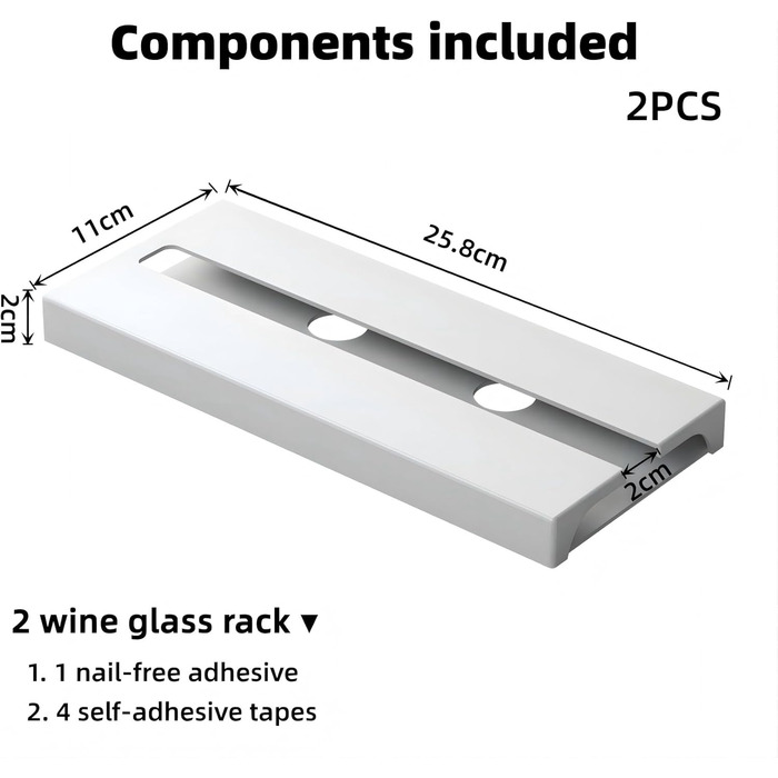 Кріплення для келихів вина на карабіні, самоклеючі тримачі для келихів, полиця для келихів вина під полицю, полиця для келихів на стеблі без свердління під шафу, кріплення для келихів на барі (білий, 2 шт.)