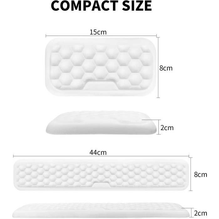 Підставка для зап'ястя та миші Giecy, Memory Foam, Ергономічна, Антиковзка, для офісу, ноутбука, геймінгу (Біла)