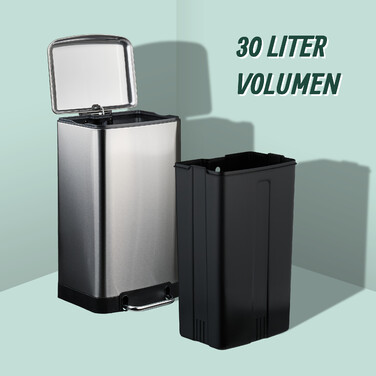 Relaxdays Kitchen Trash Can 30 Liter with Trash Bags