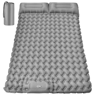 Каремат для кемпінгу Isomatte 9 см, 200x68 см - надувний матрац з подушкою, водонепроникний, для туризму, пляжу, намету (сірий)