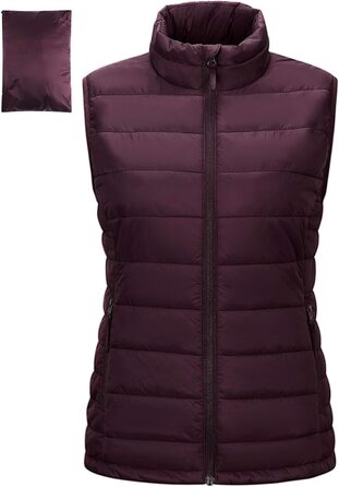 Стьобана жилетка Outdoor Ventures для жінок, тепла, з капюшоном, для походів, кемпінгу, велосипеда, фіолетовий, розмір M