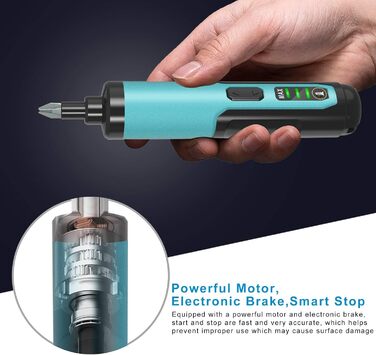 Міні акумуляторна дриль-шуруповерт Kiprim Professional ES2, 4V, 1.3Ah Li-Ion з індикатором заряду, 2 напрямки обертання, LED-підсвічування, USB-кабель для зарядки