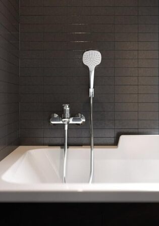 Hansgrohe Croma Select E Showerhead incl. showerhead holder, 3 spray patterns, White/Chrome, (1 spray pattern)