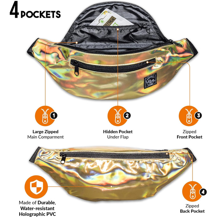 Поясна сумка Vibe Bauchtasche - поясна/стегнова сумка для жінок, чоловіків та дітей, універсальний розмір, золота