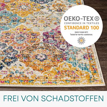 Килим Livabliss Sicily Vintage - 120x170 см, вітальня, їдальня, спальня, етно-стиль, колір: блакитний, гірчичний, чорний, сірий