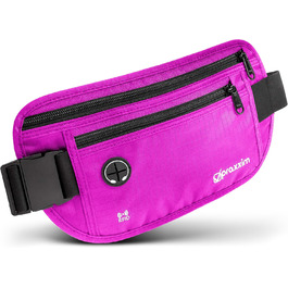 Сумка на пояс для подорожей: захист від крадіжок, RFID-захист, плоска, під одяг, для жінок та чоловіків (рожевий)