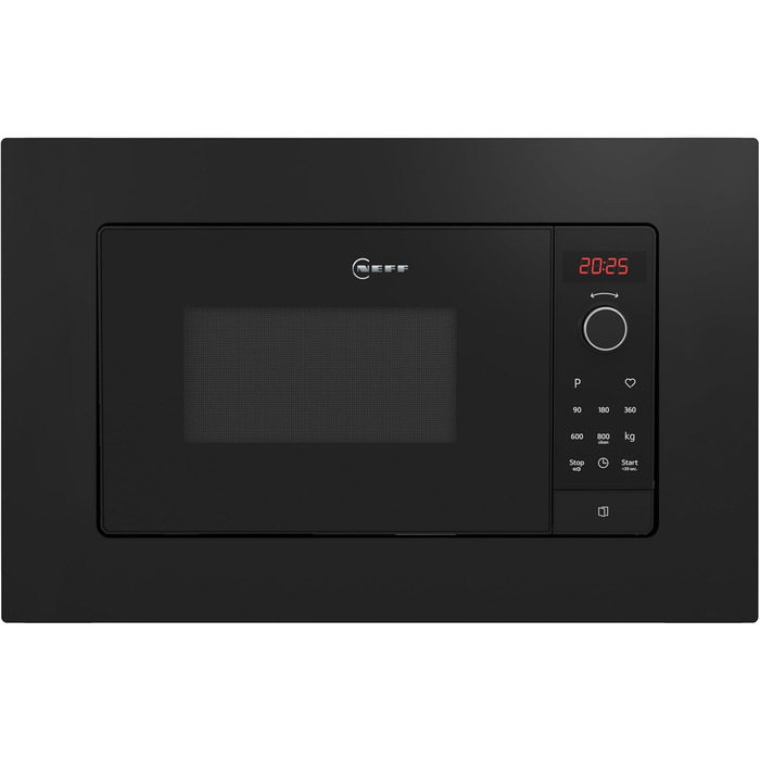 Вбудована мікрохвильова піч NEFF HLAWG25S3 N30, 50x38 см, LED дисплей, автопрограми, Easy Clean, Easy Clock, чорний колір