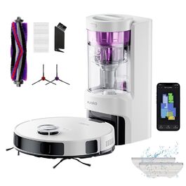 Робот-пилосос EUREKA E10s 2.Gen з вологою тканиною + станція самоочищення (4000Pa, автовизначення килима, підйом мопа, LiDAR-навігація, для видалення шерсті тварин, керування через додаток/голос) (білий)