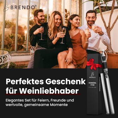 Охолоджувач для пляшок та шампанського Brendo Weinkühler з нержавіючої сталі (набір 2 шт.) | Охолоджувач для вина, шампанського, білого вина | Подарунковий набір для чоловіків та жінок