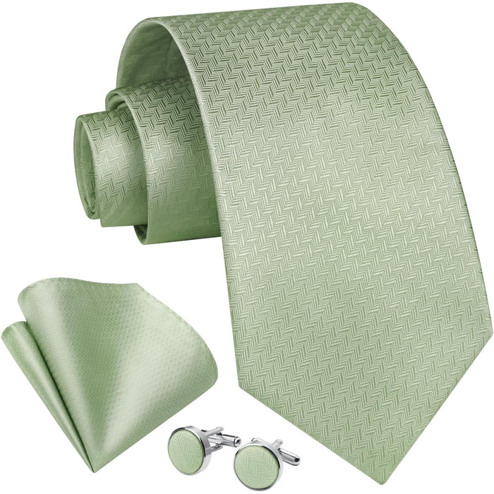 Краватка чоловіча Enlision для весілля, краватка та нагрудна хустинка, комплект з краваткою та запонок, шовкова краватка з візерунком пейслі, однотонна в різних кольорах, салатовий F2