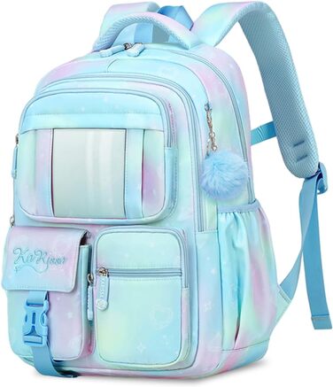 Рюкзак для дівчинки Tanou - шкільний ранець для 1-4 класів, дихаючий, водовідштовхуючий, нейлон, блакитний
