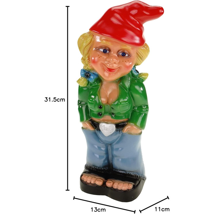 Rakso 0941 Garden Gnome, Female Gnome, made of shatterproof PVC, Gnome, Made in Germany, Figurine