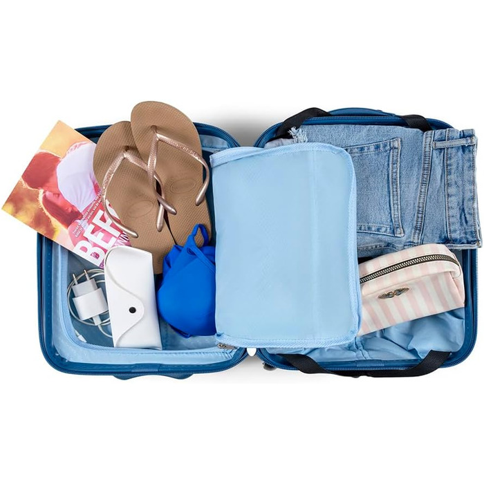 Чемодан ручної поклажі CarryOn Skyhopper з жорстким корпусом 55x35x20 см - Легкий ручний валіза TSA, подвійні колеса (Чорний, Mini)