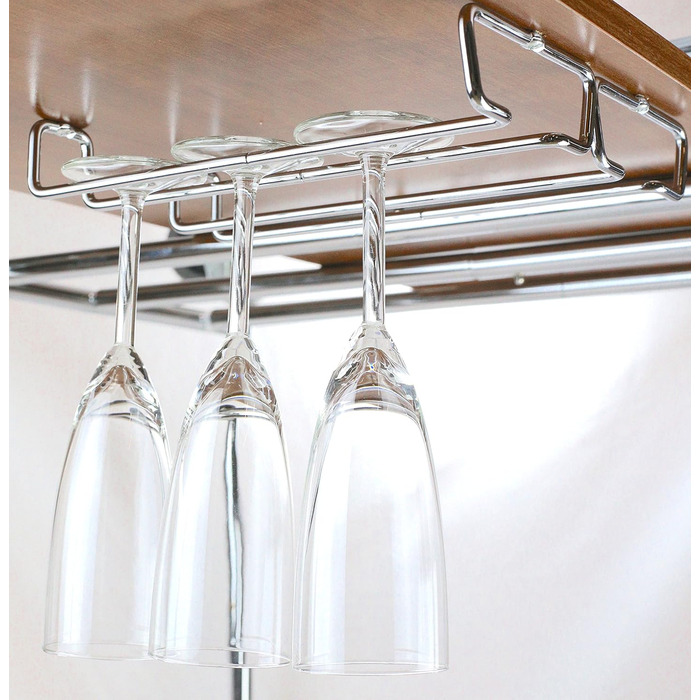 Підставка для винних келихів на ніжці DecoBros, хром, 2 шт. - Single Rail Wine Glass Rack