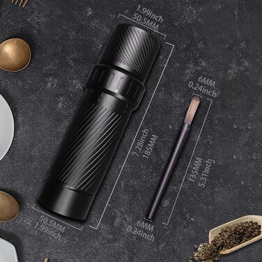 Homnoble Professional Pepper Grinder, Metal High-Performance Pepper Grinder, Heavy-Duty Pepper Grinder, Manual Aluminum Refillable Pepper Grinder with Latest External Adjustable Coarseness Design