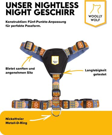 Шлейка для собак Woolly Wolf Nightless Night S - для маленьких собак, з переробленого поліестеру, з відбиваючими елементами