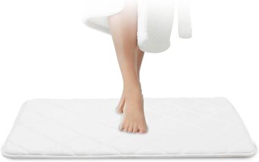 Килимок для ванної кімнати Jawaonline - Плямистостійкий килимок з Memory Foam - Максимально поглинаючий килимок для ванної кімнати - Нековзний килимок для ванної - Практичний килимок для ванної кімнати - Килимок під душ (Білий, 50x80 см)