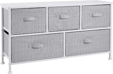 Amazon Basics - Closet Storage Organizer with 5 Extra-Wide Fabric Drawers, White