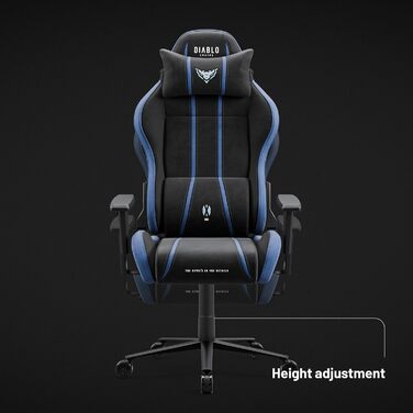 Ігрове крісло Diablo X-One 2.0, офісне, ергономічне, регульовані підлокітники, подушки для шиї та попереку, функція гойдання, колір Aqua Blue, розмір L