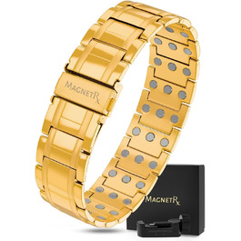Магнітний браслет MagnetRX® Titan для чоловіків з трійною силою – титановий магнітний браслет на зап'ястя – регульований магнітний браслет для чоловіків – магнітний браслет для чоловіків з високоякісною застібкою (золотий)