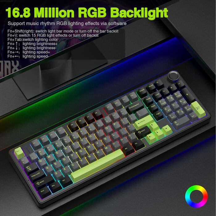 Механічна ігрова клавіатура AULA F99 Pro: RGB, Hot-swap, 3 режими підключення, QWERTY