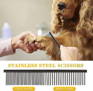 Професійні ножиці для грумінгу собак та котів: титанові, з округлими кінчиками, для грумінгу, з гребінцем (чорні)