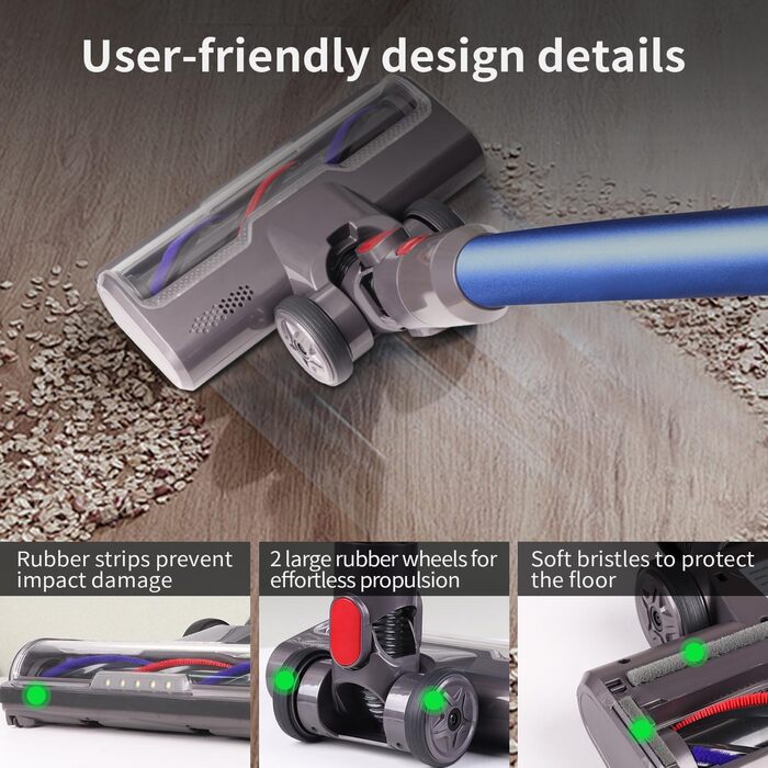 Насадка для пилососа Dyson V7 V8 V10 V11 V15 FEVORCS з підсвічуванням для твердих поверхонь та килимів
