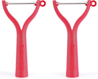 TUPPERWARE Universal Peeler (2) Red D119 Flat Grind Wavy Grind