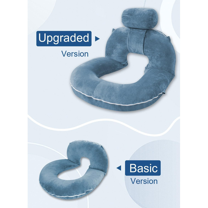 INSEN Подушка для читання, спинка для сидіння в ліжку, для читання, відпочинку, для медсестер та дітей, подушка для преса в ліжку, блакитна