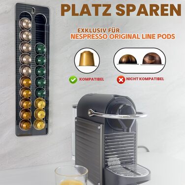 Настінний тримач для капсул sciuU, сумісний з Nespresso Original