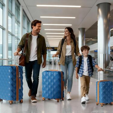 Набір валіз British Traveller з жорстким корпусом, 2 предмети, з TSA замком, синій колір (57 л + 91 л)