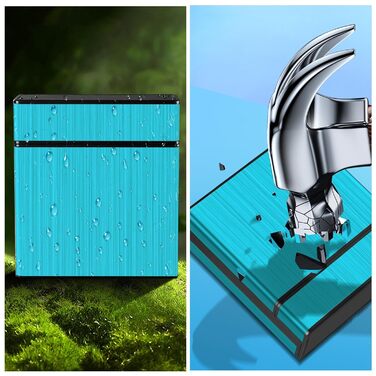 Металеве тютюнопакувальник для 40 сигарет, великий, з магнітною кришкою, сигаретна коробка XXL, для жінок та чоловіків (блакитний)