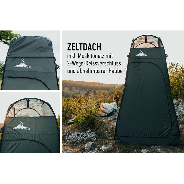 Wanderfalke XL Pop-Up Tent - Changing Tent, Shower Tent - 120x120x210cm for Outdoor, Camping, Fishing, Beach - Includes Carry Bag (Pine Green)